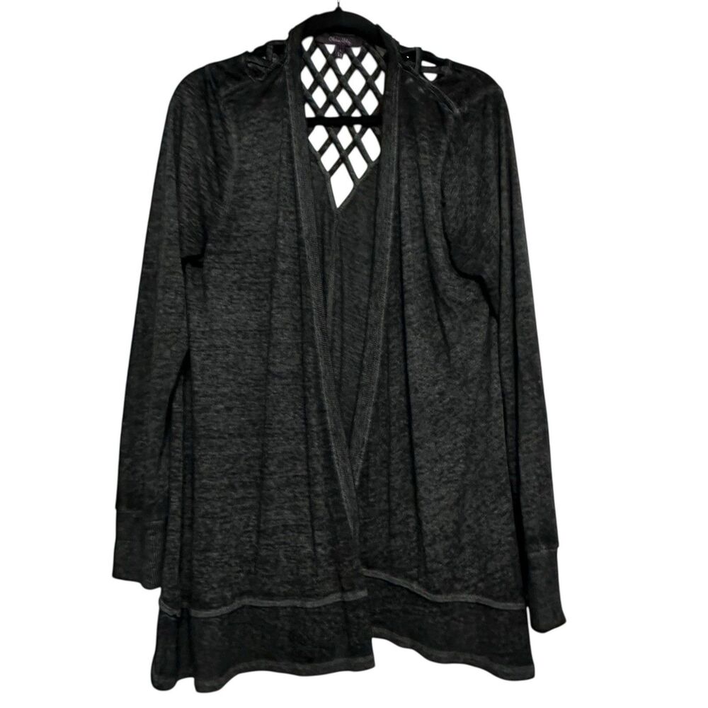Whimsigoth Witchy Open Cardigan Lattice Heather Gray Punk Layer Olivia Sky Sz L